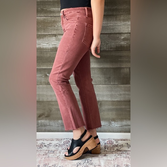 lovervet denim tummy control wine straight leg crop jeans raw hem LV1200WI 26 - Picture 8 of 16